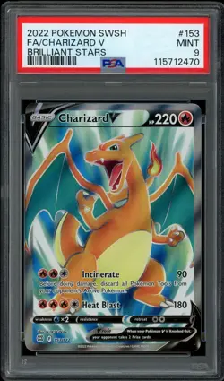 Pokemon PSA 9 Charizard V 153/172 Brilliant Stars Full Art Rare Mint - Image 1