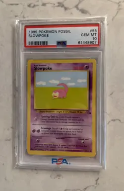 1999 Pokemon Unlimited Fossil #55 Slowpoke PSA 10 Card GEM MINT population 1/190 - Image 1