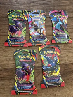 POKEMON TCG: Phantasmal Flames (ME02) Sleeved Booster Pack! LOT OF 5! FAST SHIP - Image 1