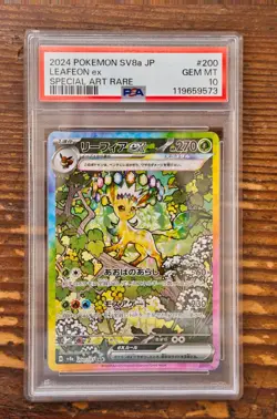 PSA 10 Leafeon ex SAR 200/187 sv8a Terastal Festival Japanese 2024 Pokemon Card - Image 1