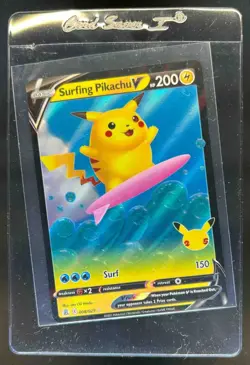 2021 Pokemon SWSH Celebrations Surfing Pikachu V #008/025 - Image 1