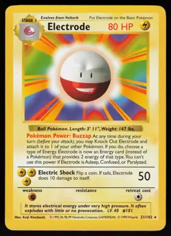 Electrode 21/102 Rare Shadowless Base Set Pokemon - Image 1