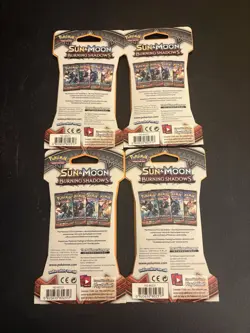 Pokemon Sun & Moon BURNING SHADOWS 4 Sleeved Blister Packs TCG Pack Art Set.. - Image 2