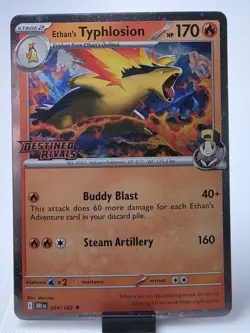 Ethan's Typhlosion 034/182 Pre Release STAMPED Promo Destined Rivals Pokemon - Image 1