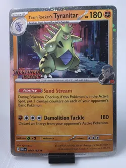 Pokemon TCG Team Rocket’s Tyranitar 096/182 Destined Rivals Stamped Promo NM - Image 1