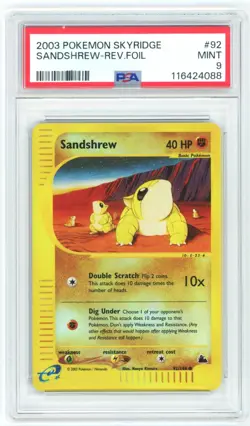 PSA 9 Sandshrew Reverse Holo 92/144 Skyridge Pokemon 2003 - Image 1