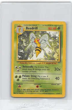 Beedrill 17/102 - RARE - BASE SET - VINTAGE WOTC POKEMON CARD - UNLIMITED MP/HP - Image 1