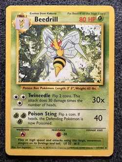 Beedrill 17/102 Rare Base Set Pokemon Card NM - Image 1