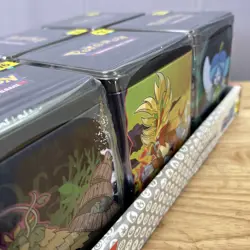 Pokemon TCG: Stacking Tins 2025 Factory Sealed 6 Tin Box With Store Display Case - Image 5