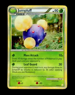 2010 Pokemon JUMPLUFF HeartGold & SoulSilver HOLO RARE Base Set Card 6/123 SWIRL - Image 3