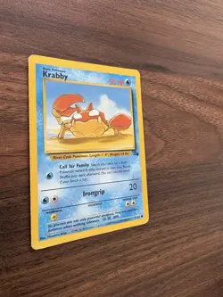 Vintage Krabby Pokemon Card 51/62 Fossil Unlimited Common MP - Image 3