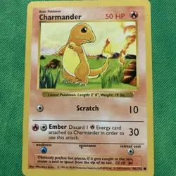 Shadowless Charmander 46/102 Base Set Rare Vintage Pokemon Card - Image 1