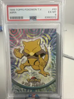 1999 Topps Pokemon TV Animation Edition Abra 63 Non-Holo Card PSA 6 EX MT #63 - Image 1