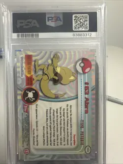 1999 Topps Pokemon TV Animation Edition Abra 63 Non-Holo Card PSA 6 EX MT #63 - Image 2