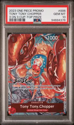 2023 ONE PIECE PROMOS 3 ON 3 CUP-TOP PRIZE #006 TONY TONY CHOPPER PSA 10 - Image 1