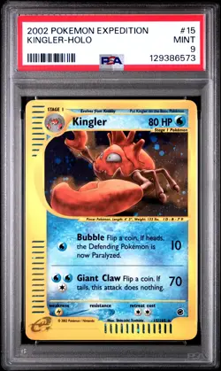 2002 Pokemon Expedition #15 Kingler Holo PSA 9 MINT - Image 1