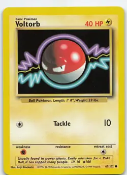 Voltorb 067/102 Common Normal Base Set LP Pokemon - Image 1