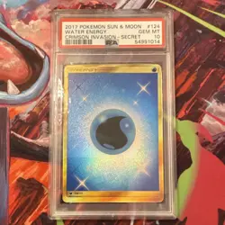 2017 POKEMON SUN & MOON CRIMSON INVASION SECRET #124 WATER ENERGY PSA 10 HOLO - Image 1