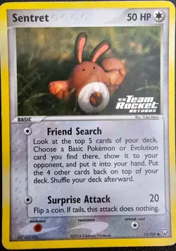 Pokemon Sentret 75/109 MP Reverse Holo Stamped Ruby and Sapphire 2004 - Image 1