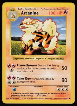 Arcanine 23/102 Uncommon Shadowless Base Set Pokemon - Image 1