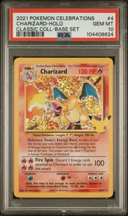 2021 Pokemon Celebrations Classic Base Set #4 Charizard Holo PSA 10 GEM MINT - Image 1