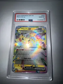 Pokemon TCG Pikachu EX Surging Sparks PSA 10 - Image 1
