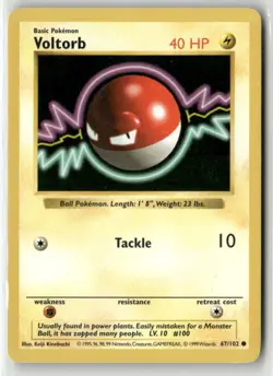 1999 Pokemon Classic - Base Set Vintage SHADOWLESS WotC Voltorb #67/102 - Image 1