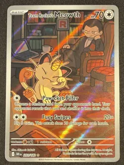 Team Rocket's Meowth DRI EN 203/182 IR S&V Destined Rivals Pokemon TCG NM - Image 1