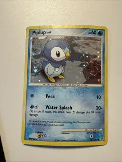 Pokemon TCG Piplup Diamond & Pearl 93/130 Promo Cosmos Holo Swirl Rare Damaged - Image 1
