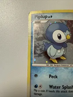 Pokemon TCG Piplup Diamond & Pearl 93/130 Promo Cosmos Holo Swirl Rare Damaged - Image 2