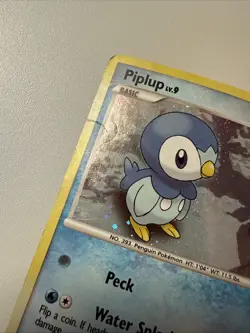 Pokemon TCG Piplup Diamond & Pearl 93/130 Promo Cosmos Holo Swirl Rare Damaged - Image 3