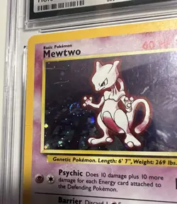 🎯Mewtwo Pokemon TCG Base Set 2 10/130 Holo Rare CGC 8 English 2000 w/swirl - Image 2