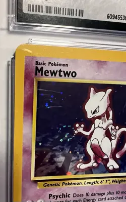 🎯Mewtwo Pokemon TCG Base Set 2 10/130 Holo Rare CGC 8 English 2000 w/swirl - Image 4