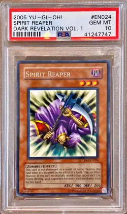 Yu-Gi-Oh! PSA 10 GEM-MT 'Spirit Reaper' DR1-EN024 ~SILVER LETTER RARE~ COMPLETER - Image 2