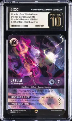 2024 DISNEY LORCANA #208 URSULA - SEA WITCH QUEEN CGC 10 PRISTINE - Image 1