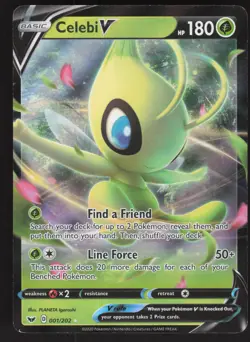 Celebi V 001/202 Ultra Rare Pokemon TCG SWSH01: Sword & Shield Base Set NM - Image 1