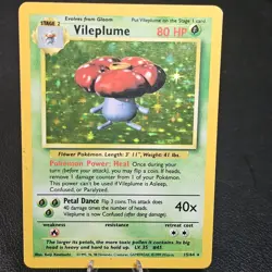 Pokemon Vileplume Base Set No Symbol Holo Rare English Card 15/64 HP80 1999 TCG - Image 1