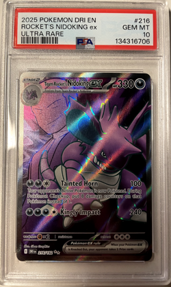 Team Rockets Nidoking Ex 216/182 Ultra Rare Pokemon Card PSA 10 GEM MINT - Image 1