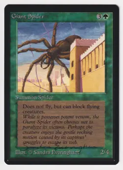 Signed Giant Spider NM Beta Limited Artist Sandra Everingham 1993 WOTC MTG Magic - Image 1