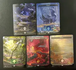 2022 MTG Unfinity Galaxy Foil Lot x 5 - Mountain Plains Swamp Forest Island NM9+ - Image 1