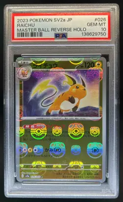 2023 Pokemon SV 151 JP Raichu Reverse Holo Master Ball Rare #026/165 PSA 10 - Image 1