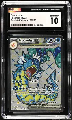 Pokemon TCG CGC Gem 10 Gyarados ex 225/198 SV01: Scarlet & Violet Base Set Holo - Image 1