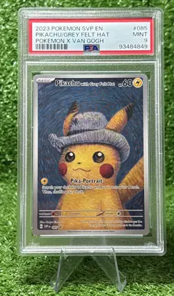 2023 POKEMON SVP POKEMON X VAN GOGH #085 PIKACHU WITH GREY FELT HAT PSA 9 - Image 1