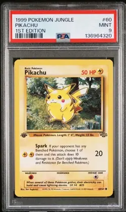 PSA 9 MINT Pokemon 1st Edition Jungle Pikachu 60/64 - Image 1