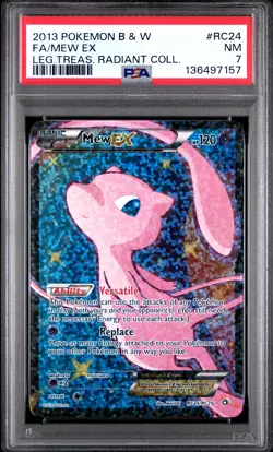 2013 POKEMON B&W LEGEND TREASURES RADIANT COLL #RC24 FULL ART/MEW EX PSA 7 - Image 1