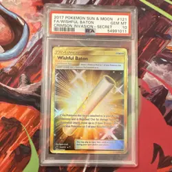 2017 Pokemon Crimson Invasion 121/111 Secret Rare Wishful Baton PSA 10 - Image 1