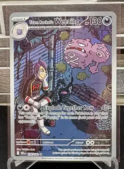 Pokemon TCG Destined Rivals Team Rocket's Weezing 199/182 Illustration Rare - Image 1