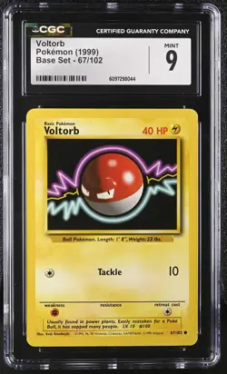 1999 Base Set Pokemon Voltorb CGC 9 67/102 - Image 1