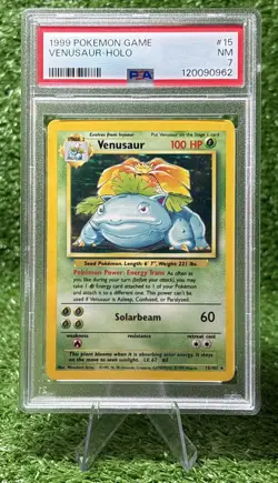 1999 Pokemon Game Base Unlimited #15 Venusaur HOLO PSA 7 NM - Image 1
