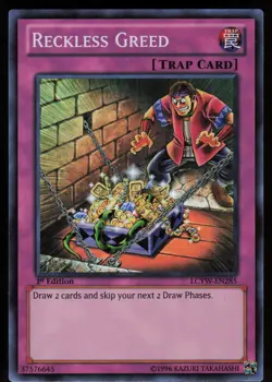 Reckless Greed LCYW-EN285 Super Rare 1st Edition Yu-Gi-Oh - Image 1